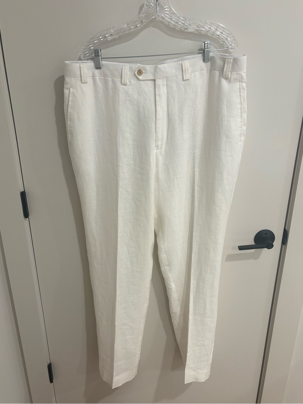 Lauren Ralph Lauren White 100% Linen Trouser Pants Beach Wedding Resort 40 x 32